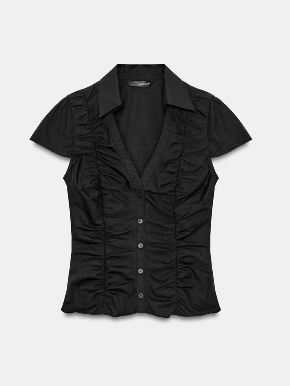 Zara Ruched Poplin Top